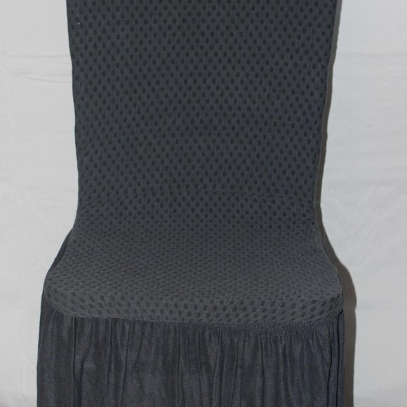 2 “CARTER” STRETCH SLIPCOVERS DINING KITCHEN CHAIR COVERS 11” RUFFLE CHARCOAL - Picture 2 of 10